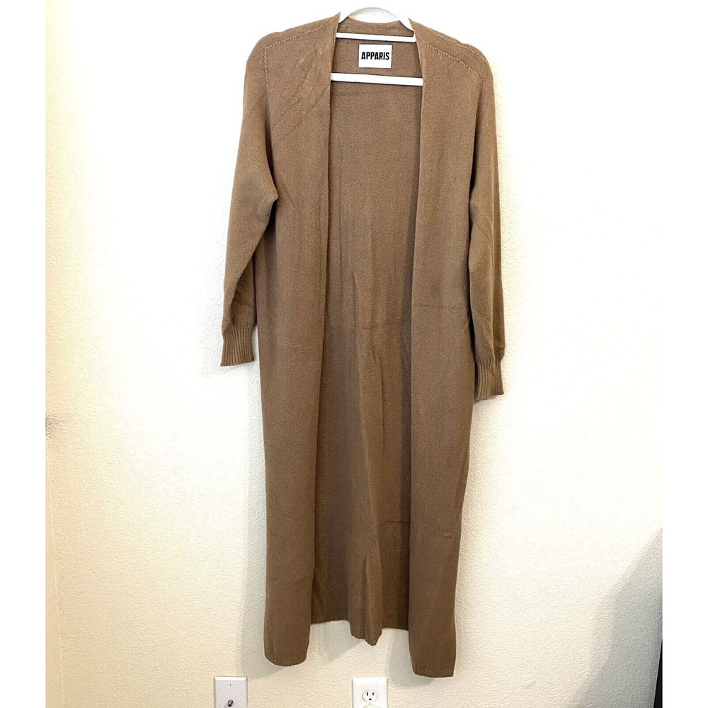 Apparis Cardigan Womens Size M/L Longline Duster Aria Beige Open Front